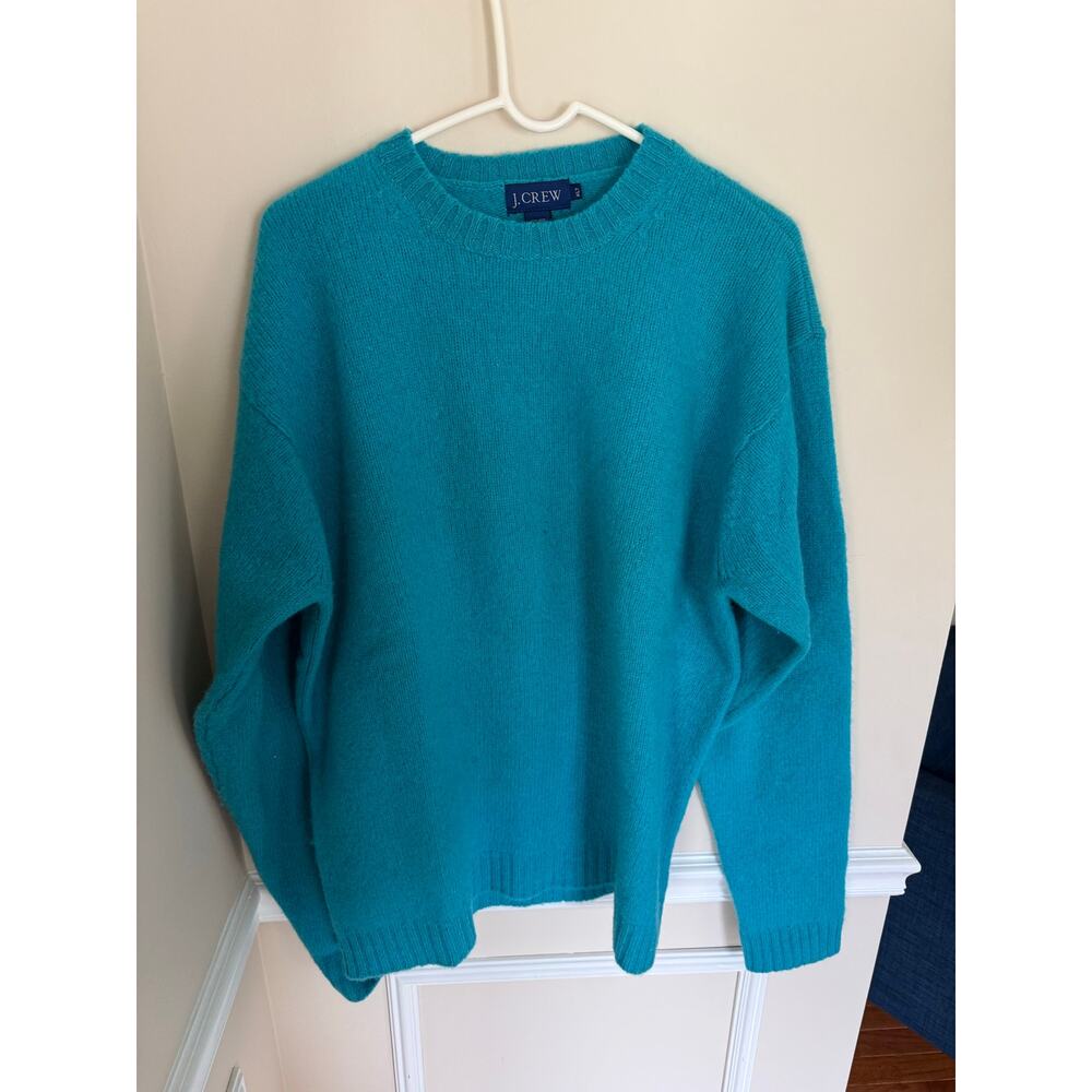 J. Crew | Men’s XLT 100% Wool Turquoise Crewneck Sweater Casual Lounge Preppy - Picture 2 of 11